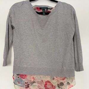 Lauren Ralph Lauren Gray Floral Blouse